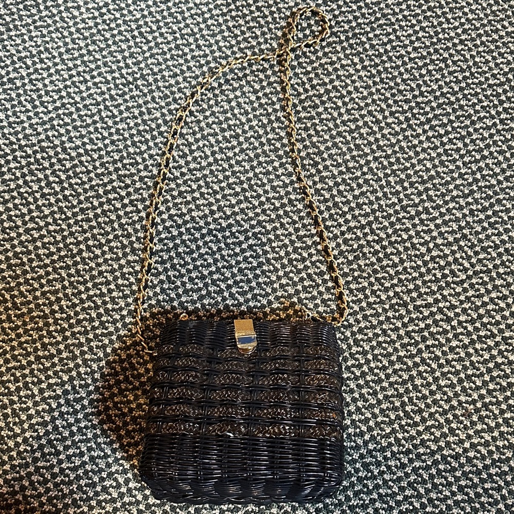 Black Woven Crossbody Bag